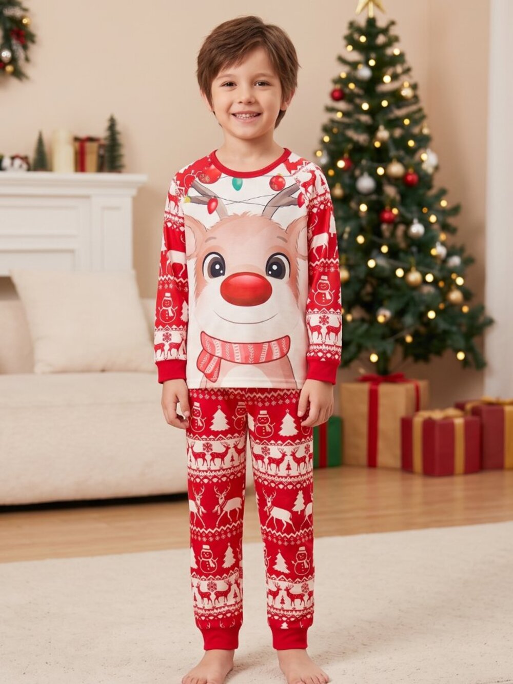 NWT | Kids 2-Piece Reindeer & Fair Isle Christmas Pajama Set 8-9Y